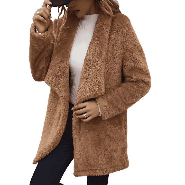 Drune | Frauen Fluffy Offene Jacke Weiches Überwerfen