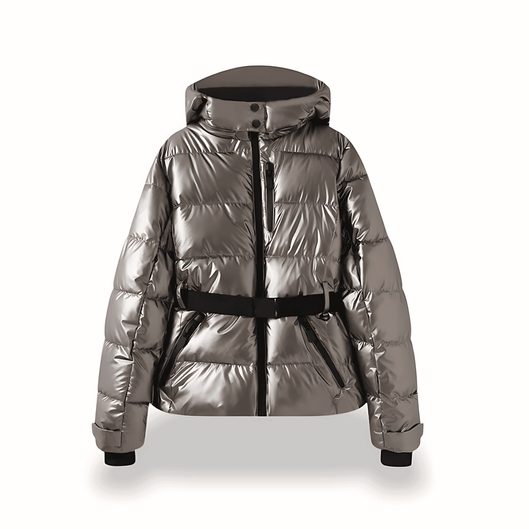 Drune | Damen Gepolsterte Daunenjacke mit Kapuze und Gürtel Gemütlicher Stil