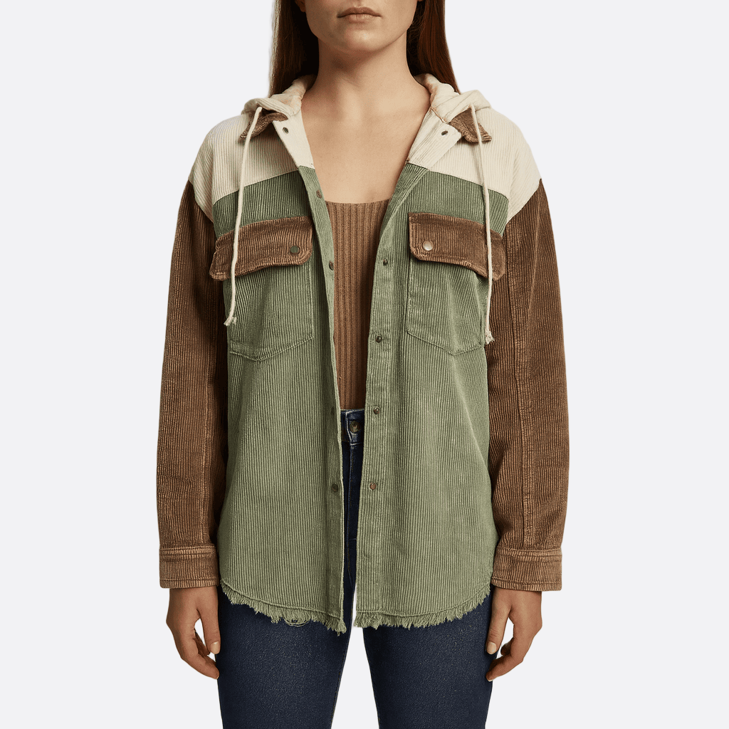 Drune | Damen Kapuzenjacke mit Knopfschluss Slim Fit