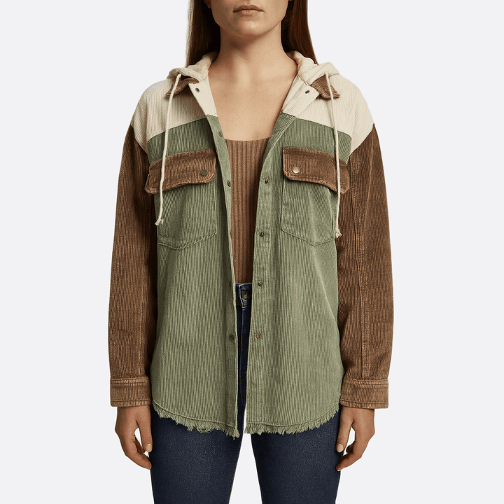 Drune | Damen Kapuzenjacke mit Knopfschluss Slim Fit