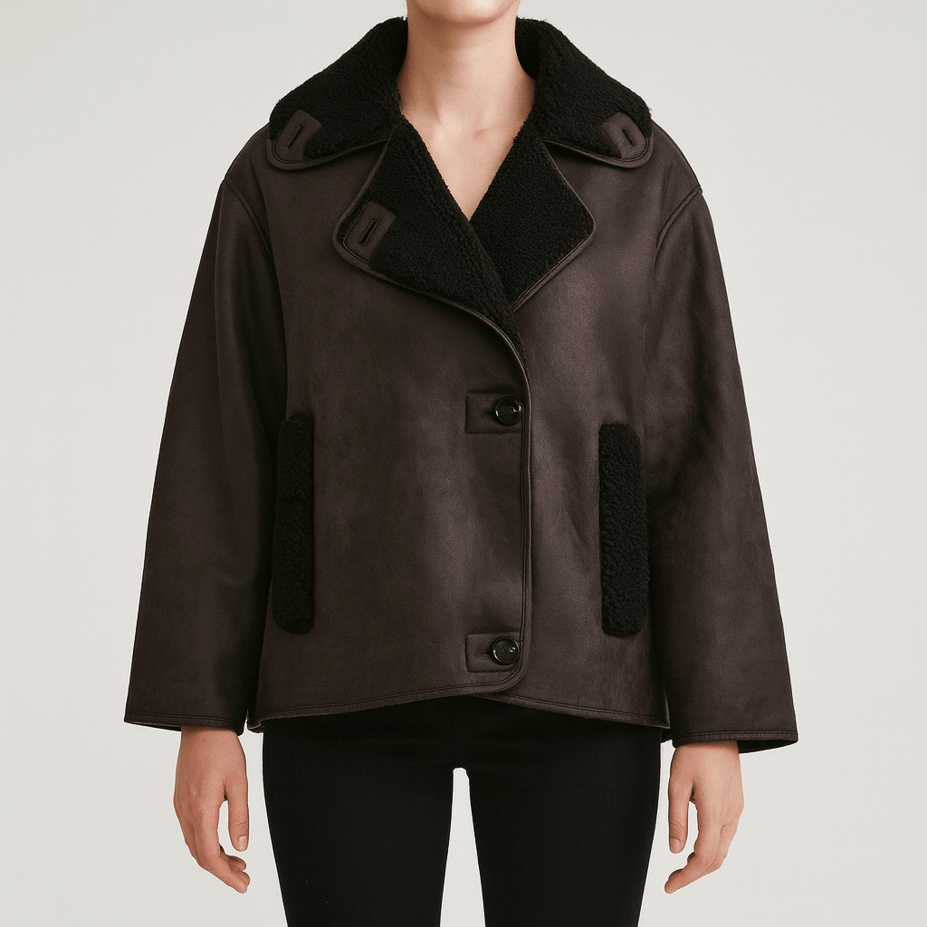 Drune | Damen Leder Winterjacke Plüschfutter