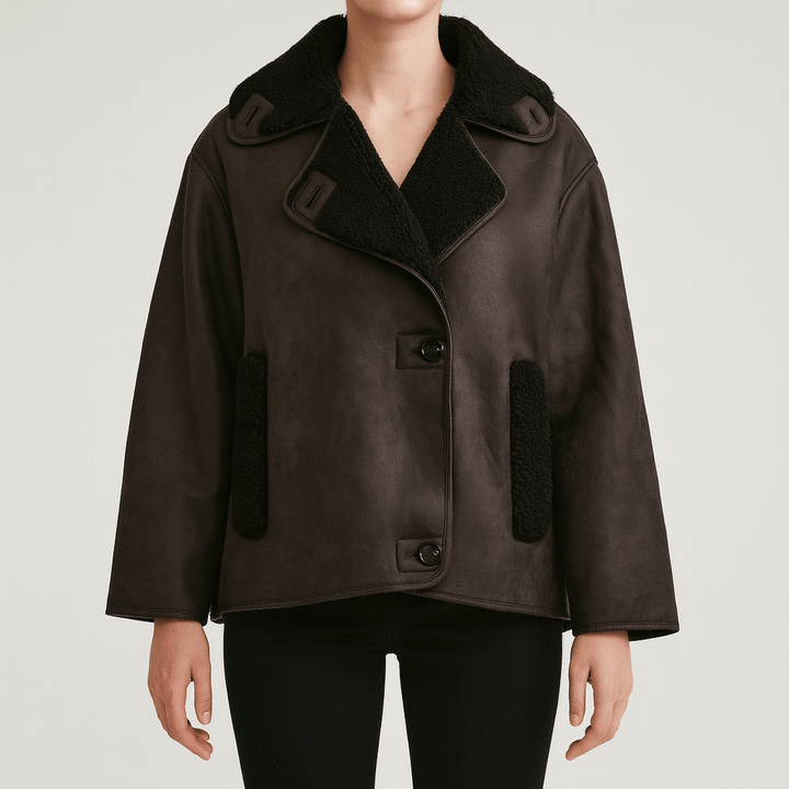 Drune | Damen Leder Winterjacke Plüschfutter