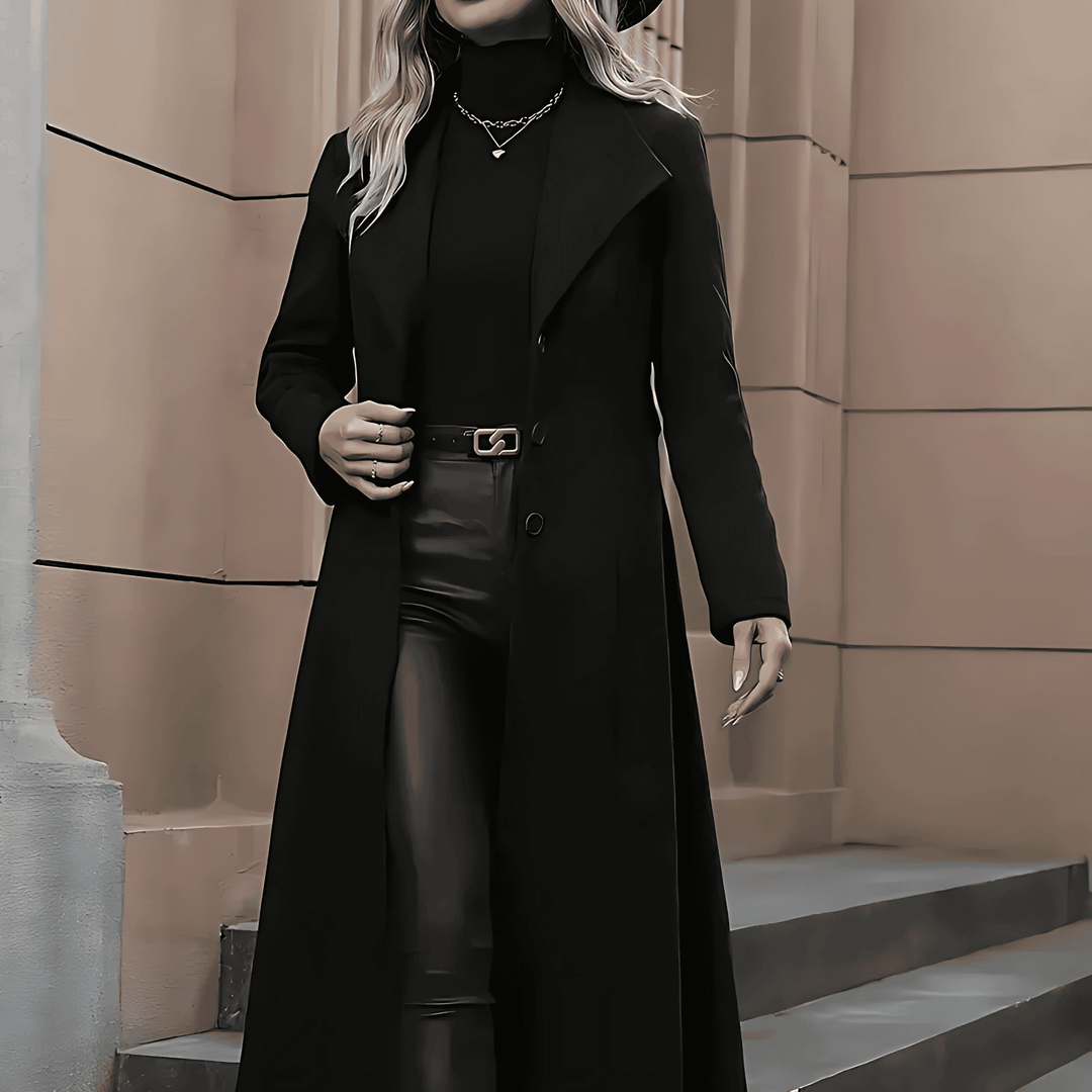 Drune | Damen Lange Gürtel Trenchcoat Taillierte Passform