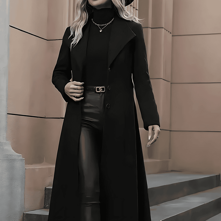 Drune | Damen Lange Gürtel Trenchcoat Taillierte Passform