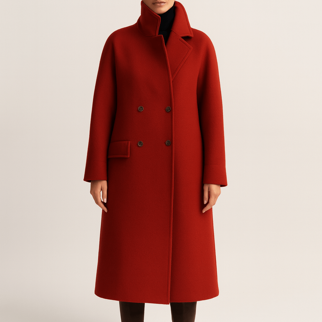 Drune | Damen Lange Elegante Warme Jacke Doppelreihig