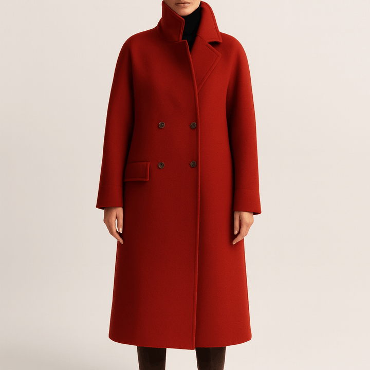 Drune | Damen Lange Elegante Warme Jacke Doppelreihig