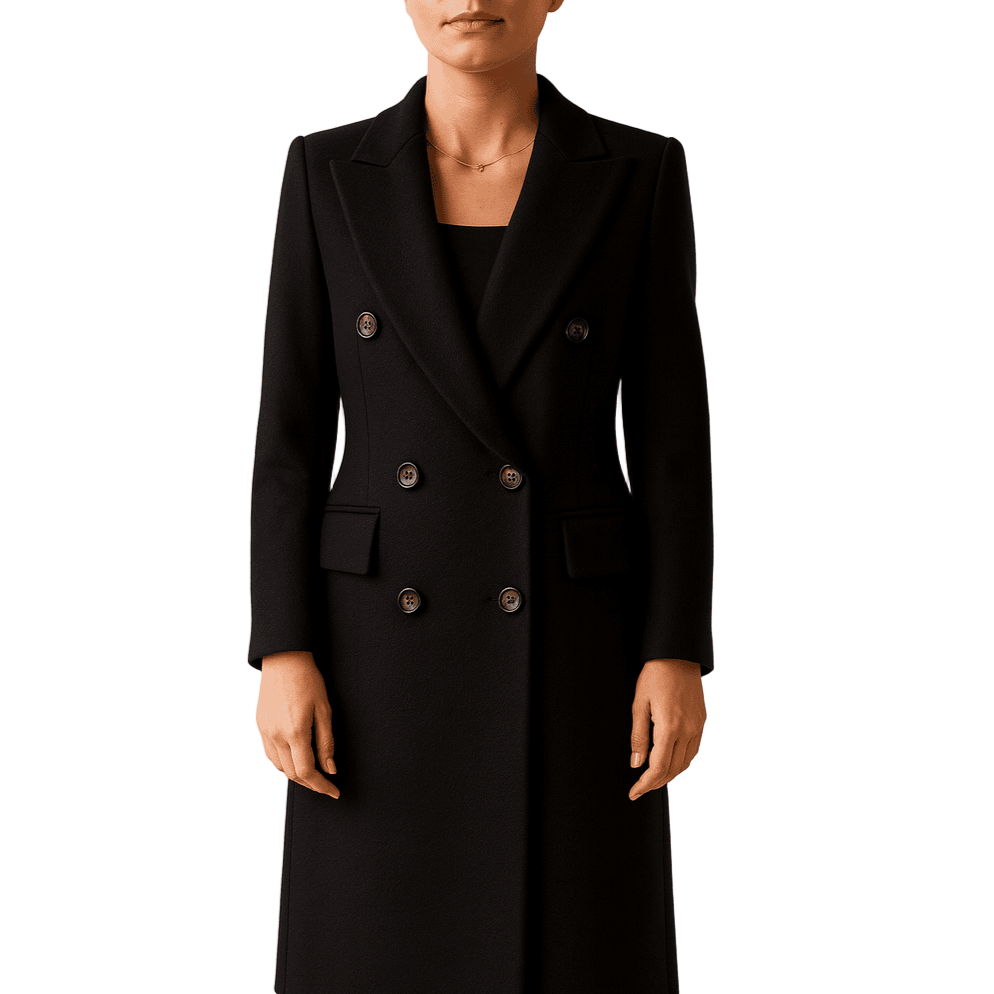 Drune | Damen Lange Wintermantel Doppelreihiger Stil