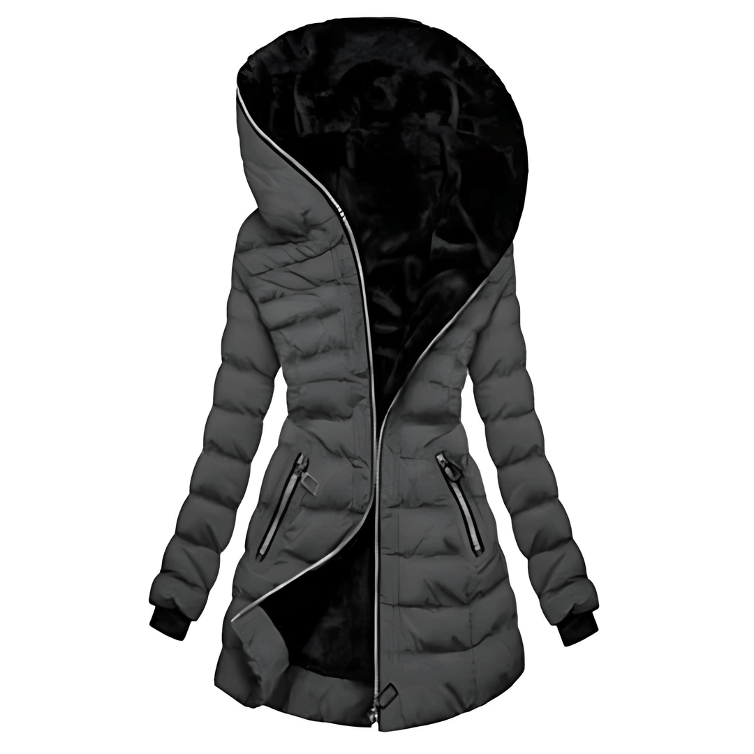 Drune | Damen Lange Zip Hoodie Gefüttert Jacke