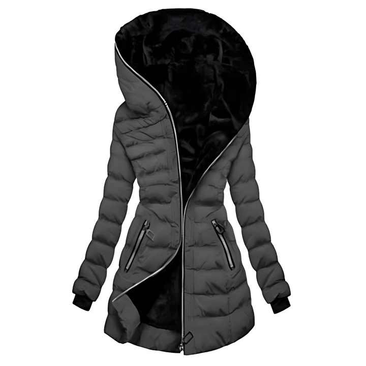 Drune | Damen Lange Zip Hoodie Gefüttert Jacke