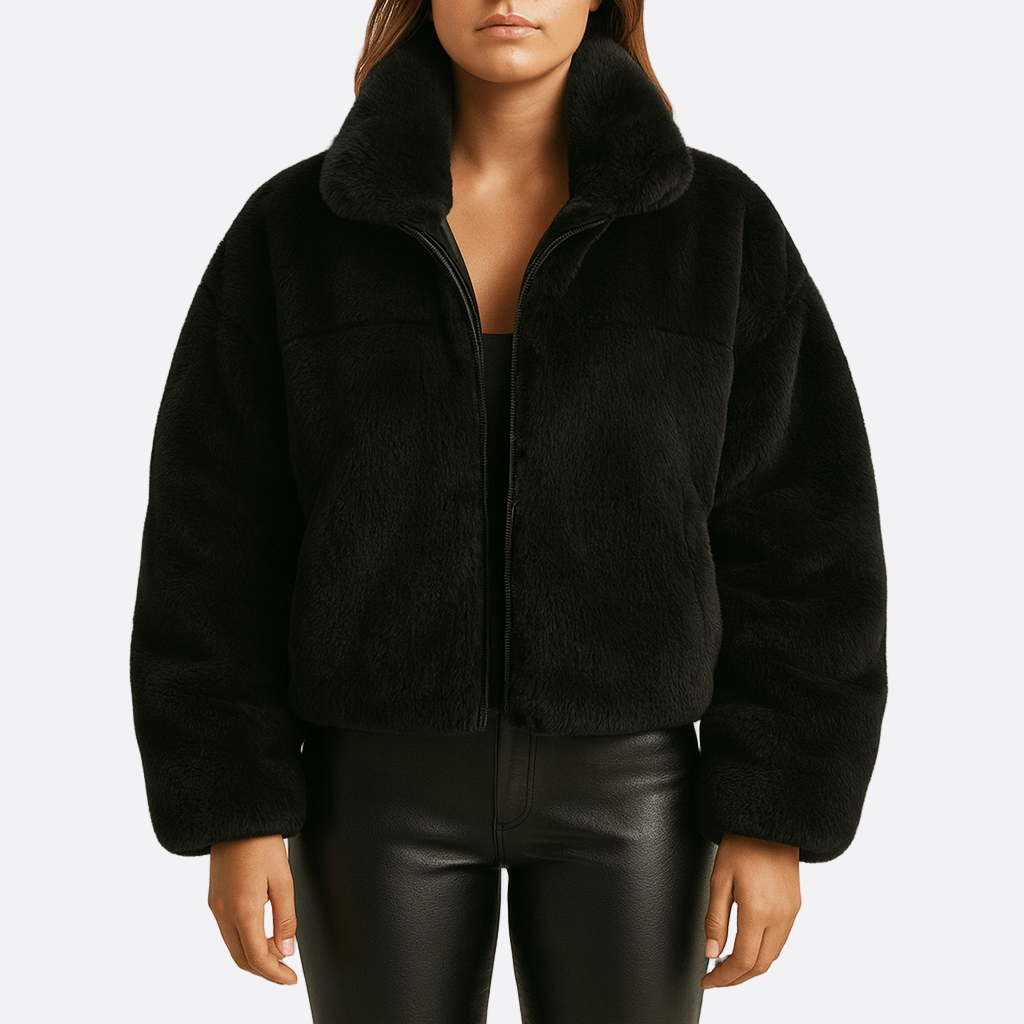 Drune | Damen Oversized Mittelgroße Jacke Kunstfell
