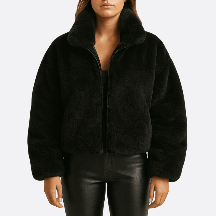Drune | Damen Oversized Mittelgroße Jacke Kunstfell