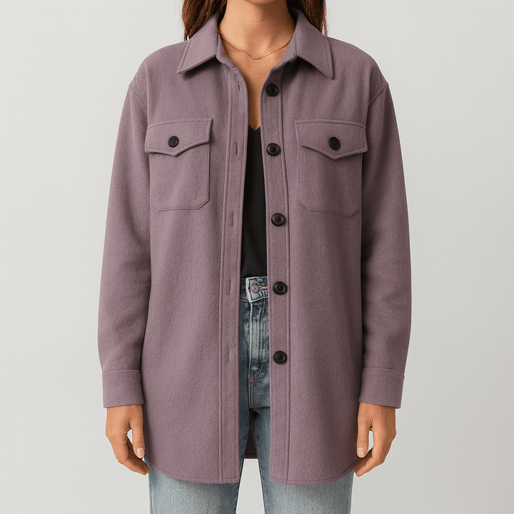Drune | Damen Oversized Shirtjacke mit Taschen