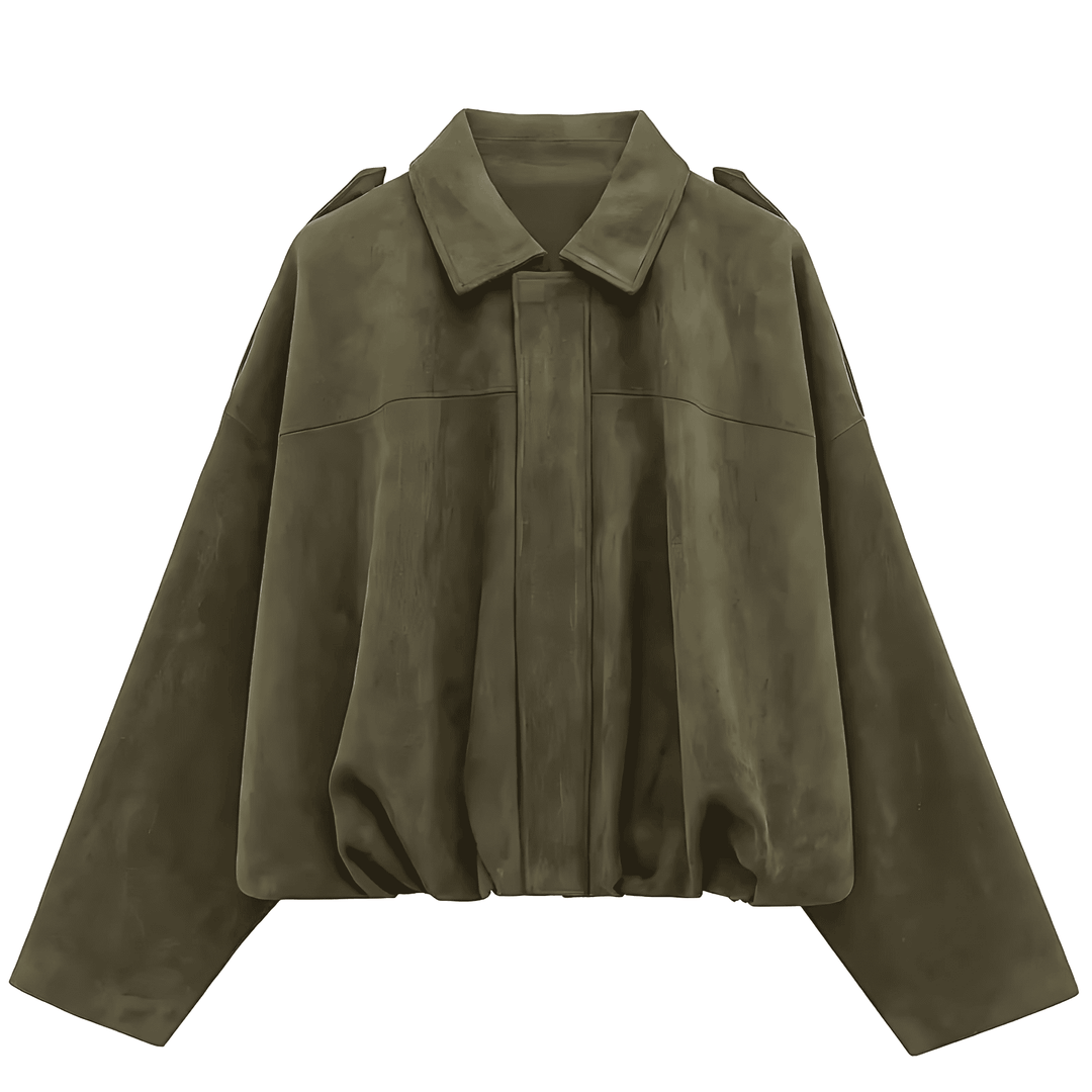 Drune | Damen Oversized Kurze Jacke Faux Wildleder