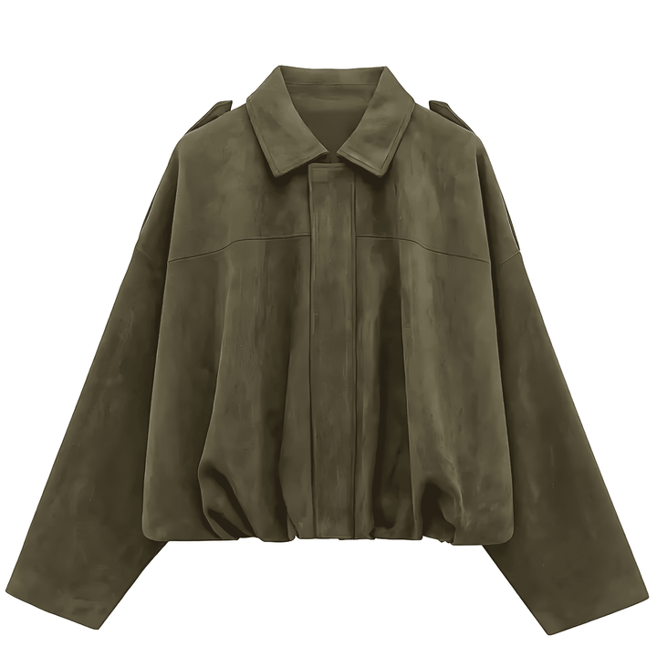 Drune | Damen Oversized Kurze Jacke Faux Wildleder