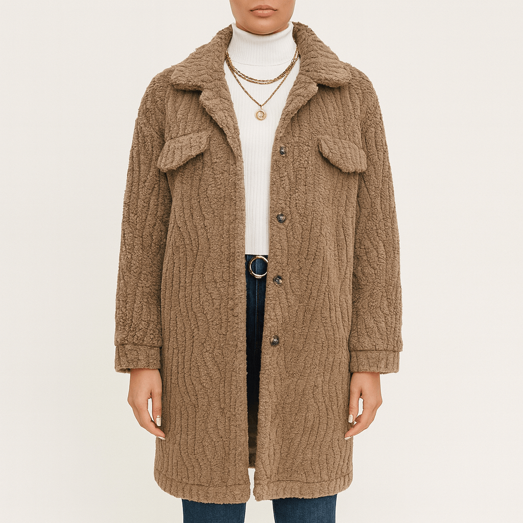 Drune | Damen Plüsch Neopren Jacke Oversized Midi Stil