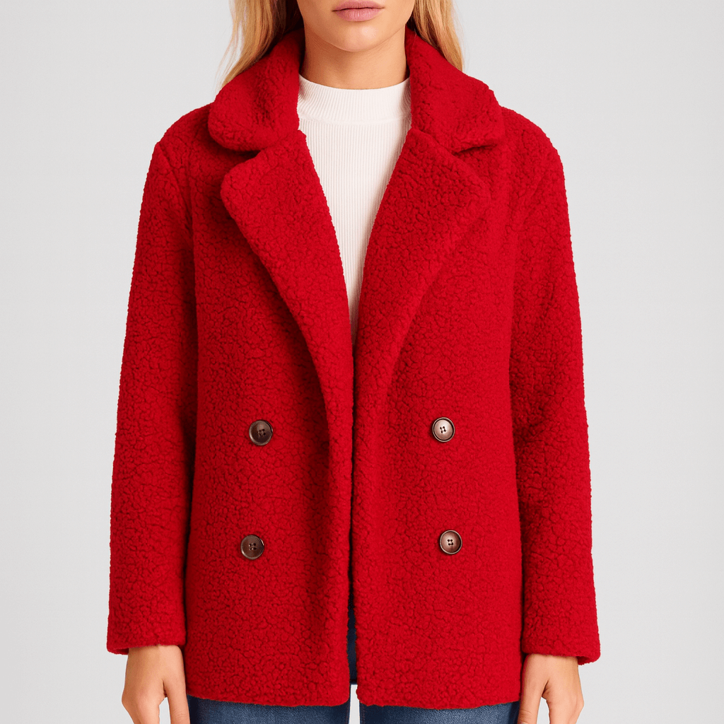 Drune | Frauen Plüsch Winterjacke mit Knöpfen & Gemütlich
