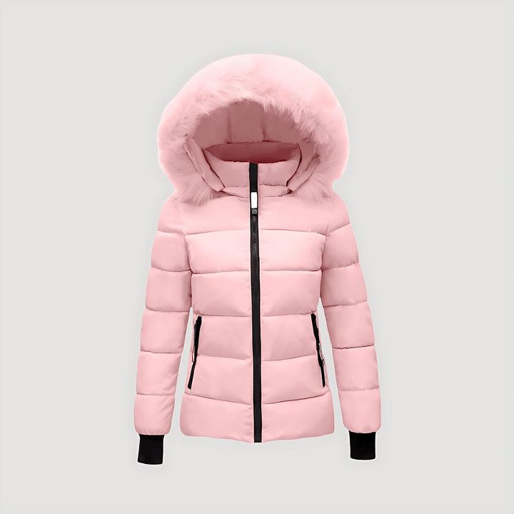 Drune | Damen Pufferjacke mit Pelzkapuze & Wattierte Jacke