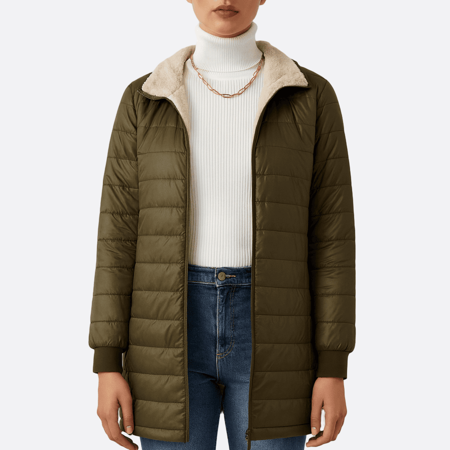 Drune | Damen Gequiltete Lange Jacke Lockere Passform
