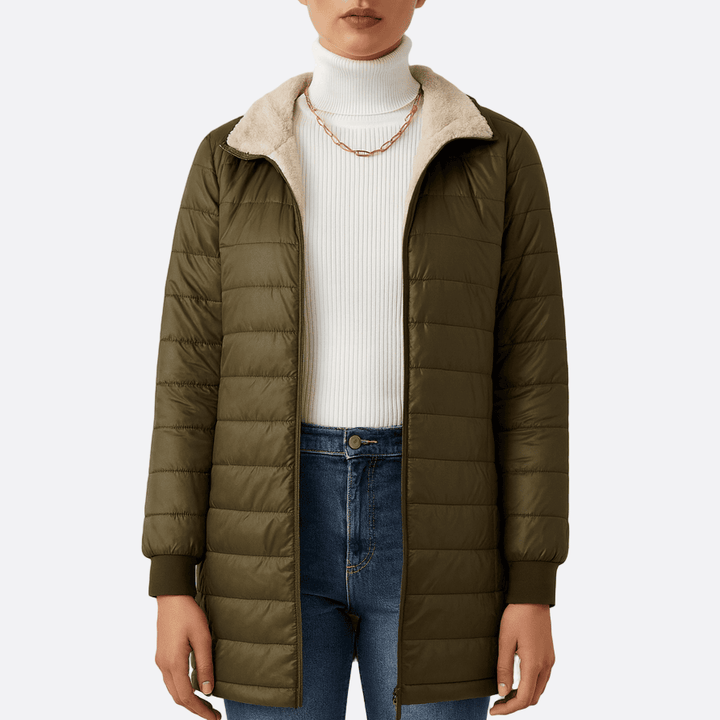Drune | Damen Gequiltete Lange Jacke Lockere Passform