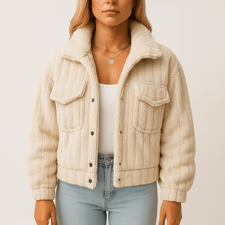 Drune | Damen Kurze Warme Teddyjacke Gemütlicher Stil