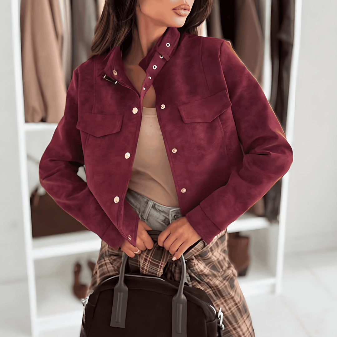 Drune | Damen Weiches Suede-Jacke mit Knopfdetails
