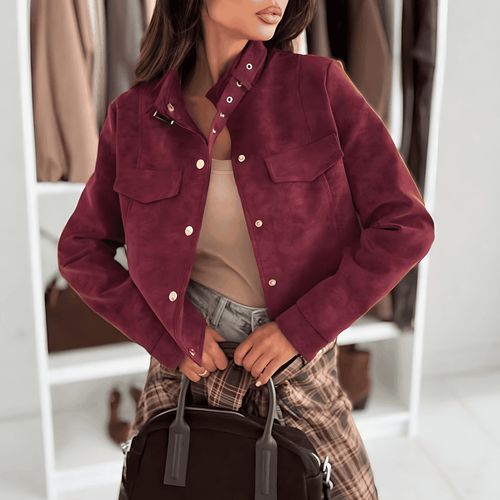 Drune | Damen Weiches Suede-Jacke mit Knopfdetails