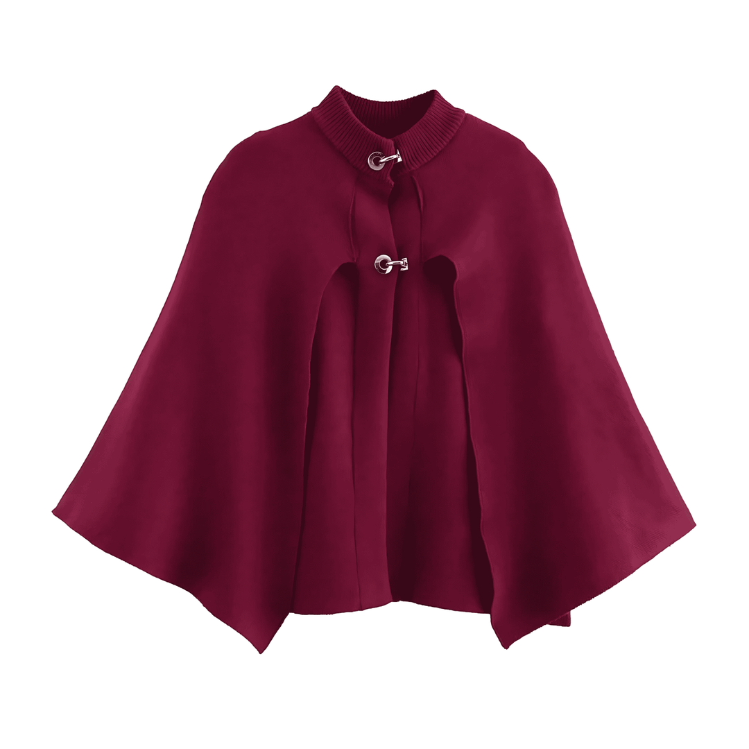 Drune | Damen Stehkragen Cape Jacke Knopfdetails