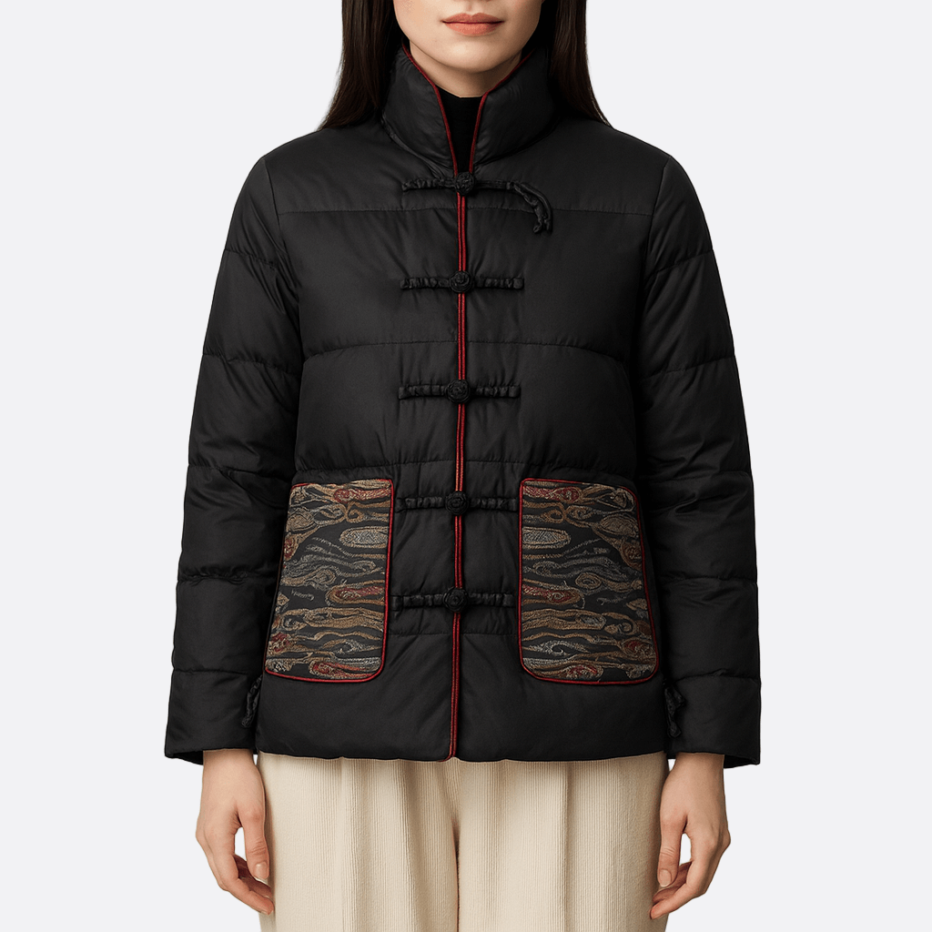 Drune | Damen Stehkragen Gefütterte Jacke Lockere Passform