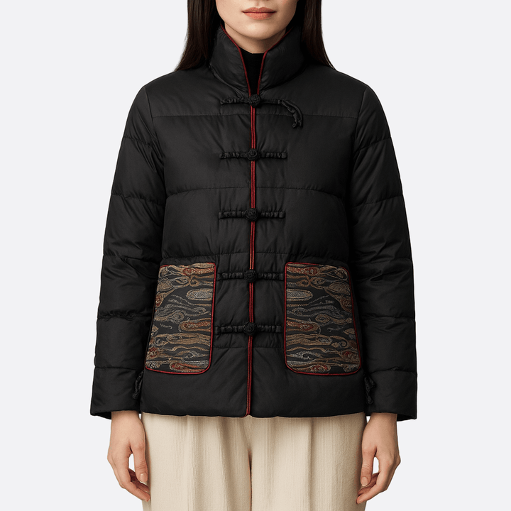 Drune | Damen Stehkragen Gefütterte Jacke Lockere Passform