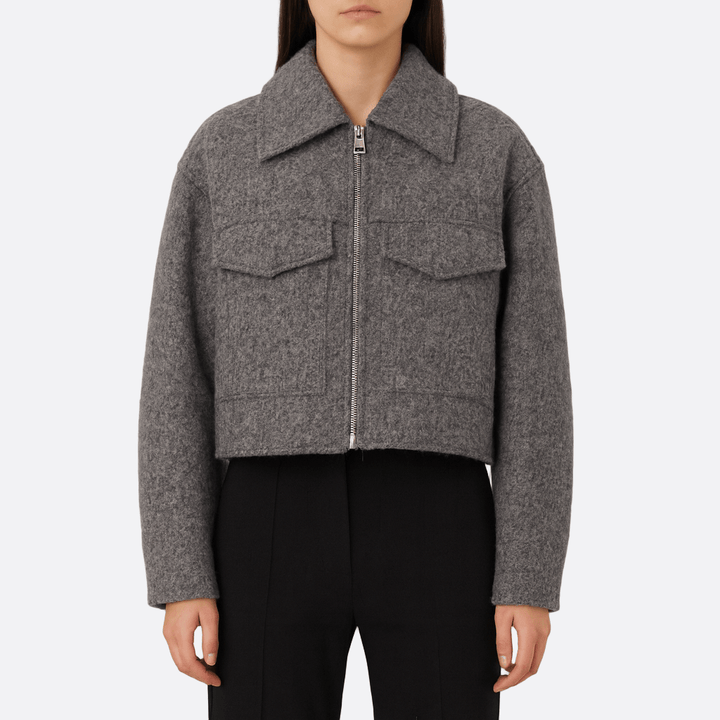 Drune | Damen Strukturierte Kurze Jacke Wolle Design