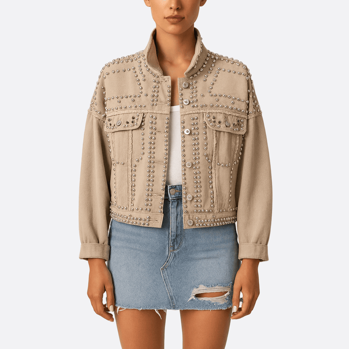 Drune | Damen Studded Bomberjack mit Knopffront
