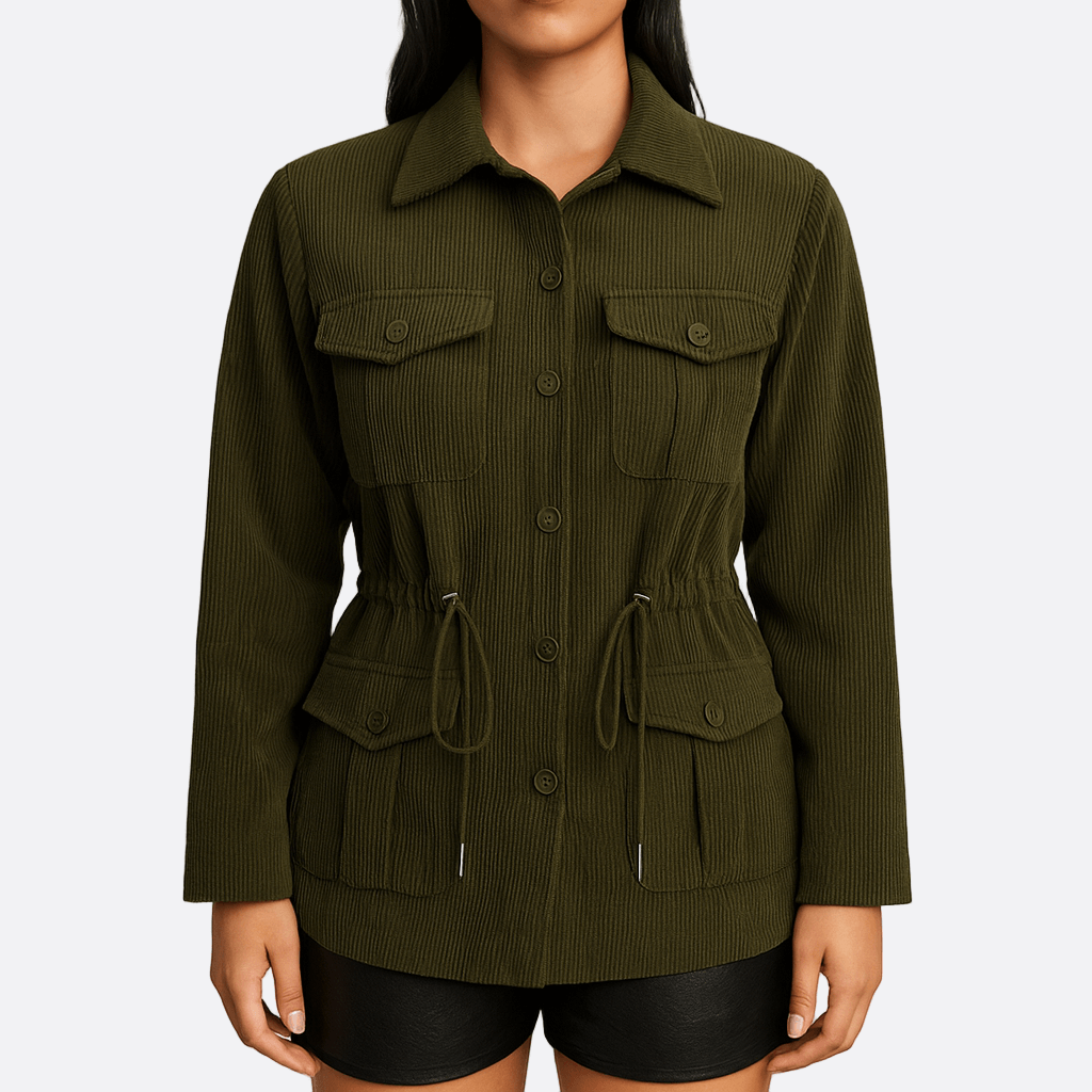 Drune | Damen stilvolle Cordjacke mit Taschen