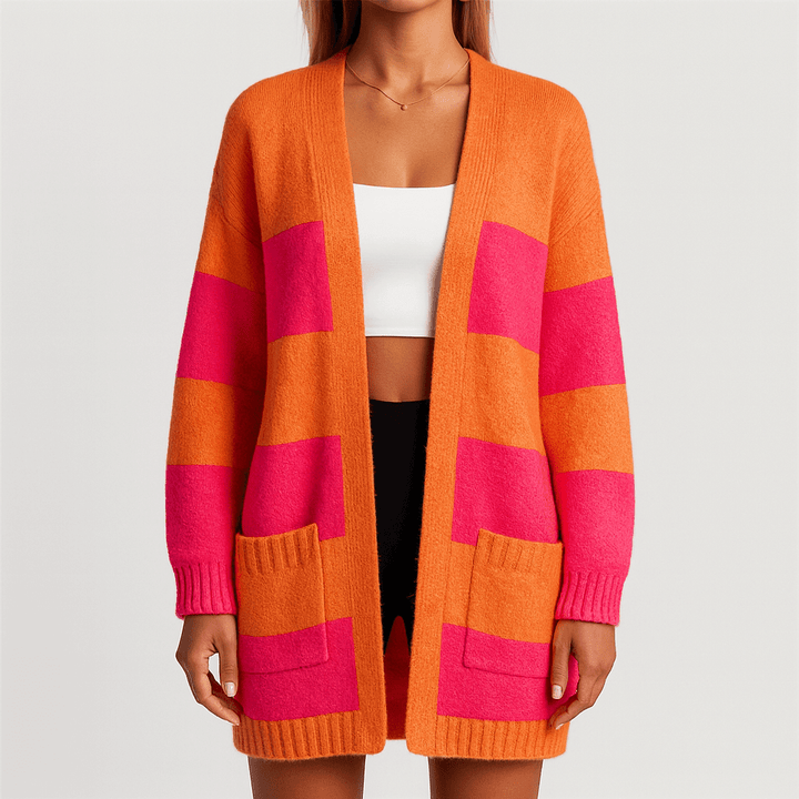 Drune | Damen Stilvolle Strickjacke Mit Dicke Streifen