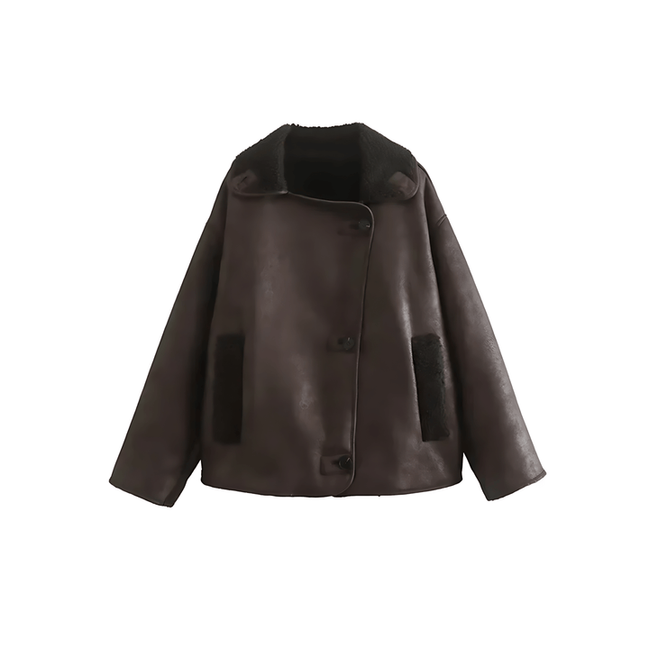 Drune | Frauen Stilvolle Lange Ärmel Kragen Jacke Winterstil