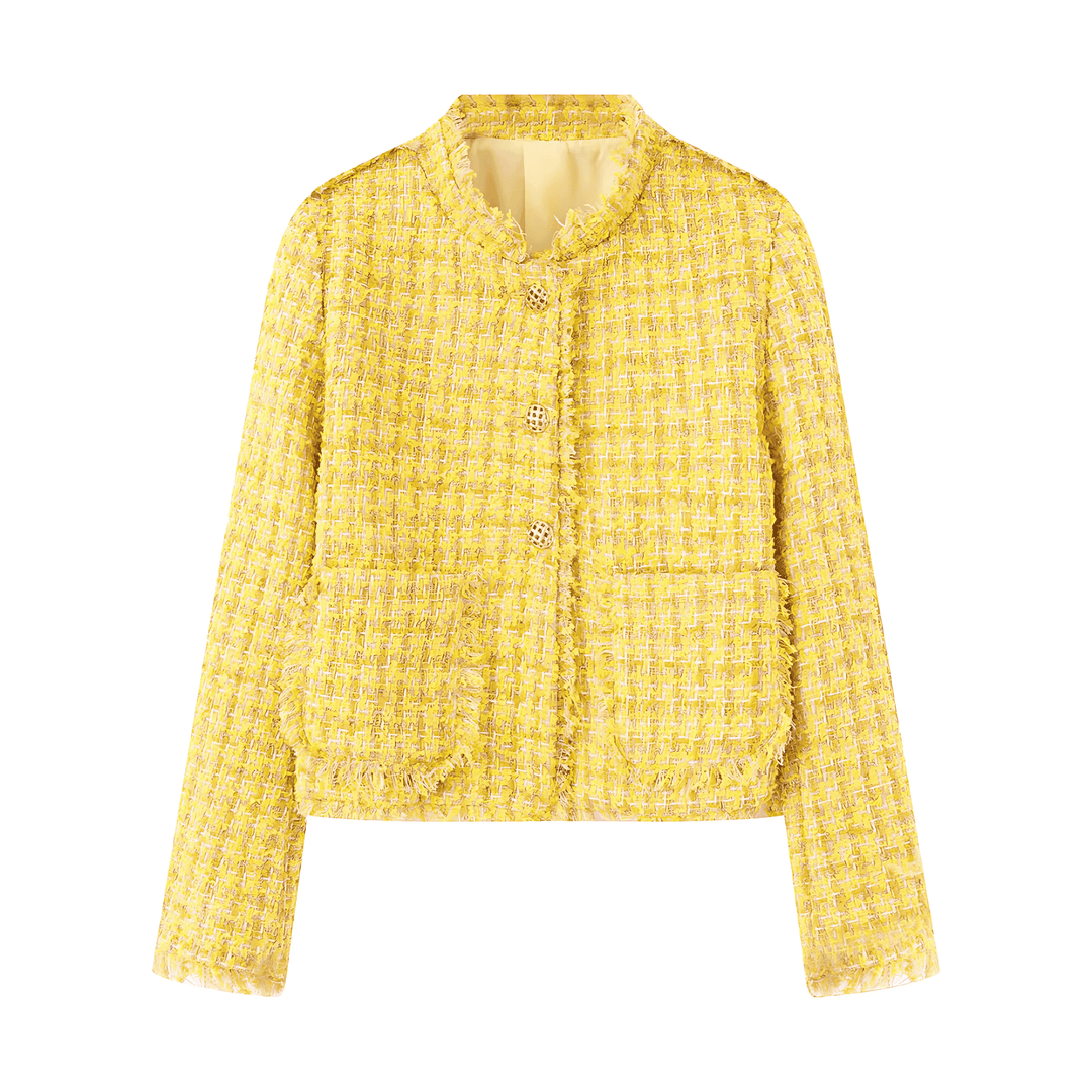 Drune | Damen Stilvolle Kurze Jacke Strukturiertes Tweed