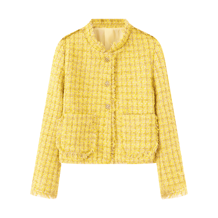 Drune | Damen Stilvolle Kurze Jacke Strukturiertes Tweed