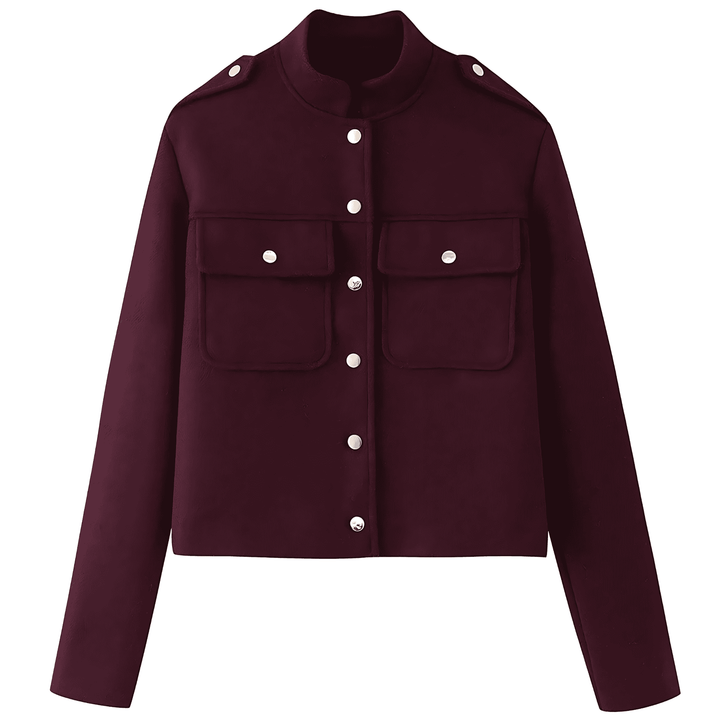 Drune | Damen Stylisches Kurzes Jacket mit Taschen & Knöpfen