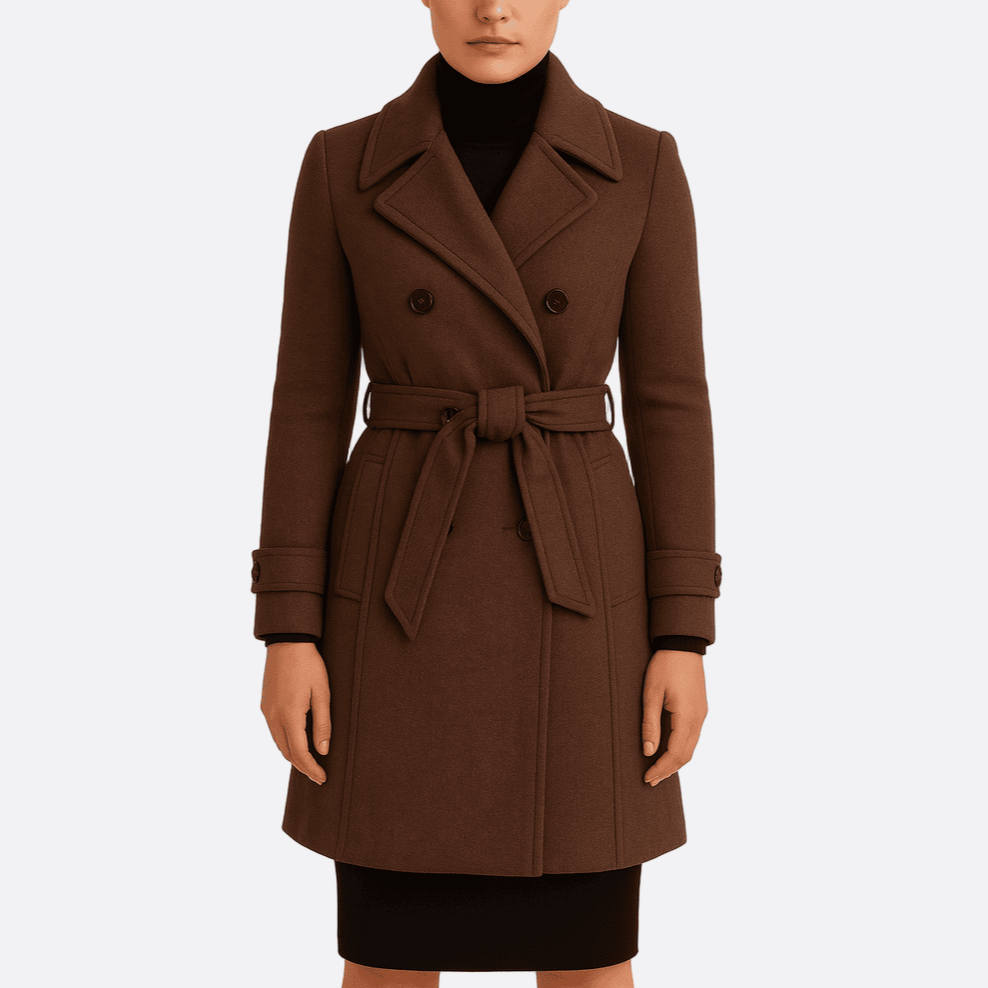 Drune | Damen Stilvolle Trenchcoat Taille Gürtel
