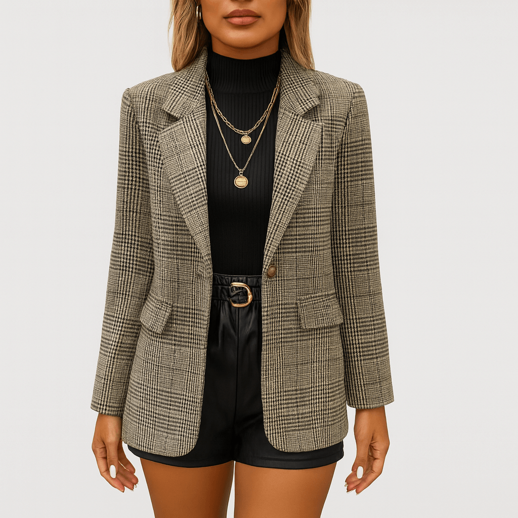 Drune | Damen Tailored Check Winter Blazer Wollmix