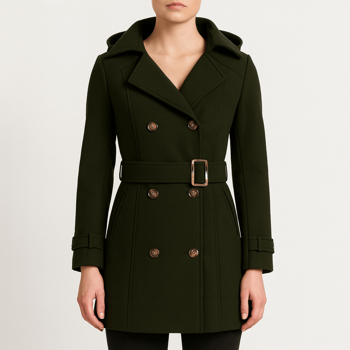 Drune | Damen Taillierter Fit Kapuzenmantel mit Gürteltaille