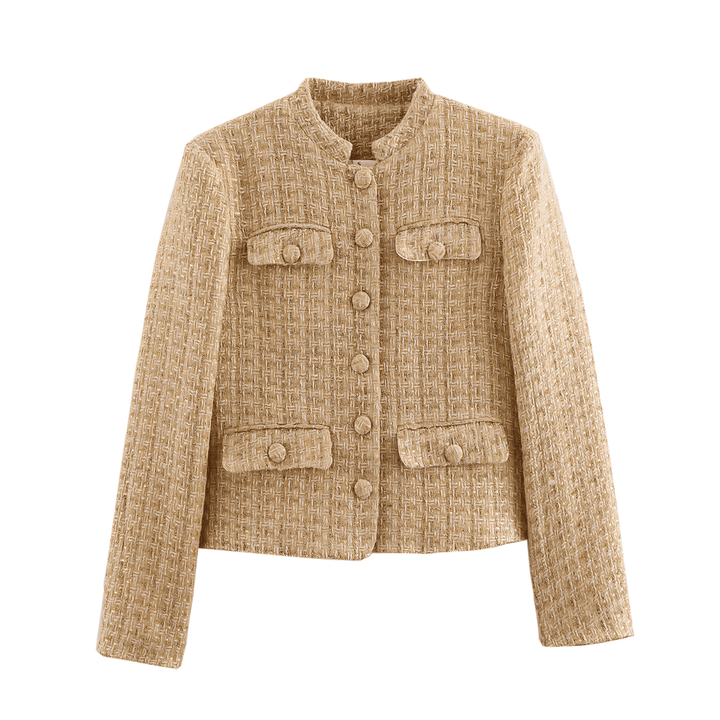 Drune | Damen Tweed Blazer Jack mit eleganten Knopfdetails