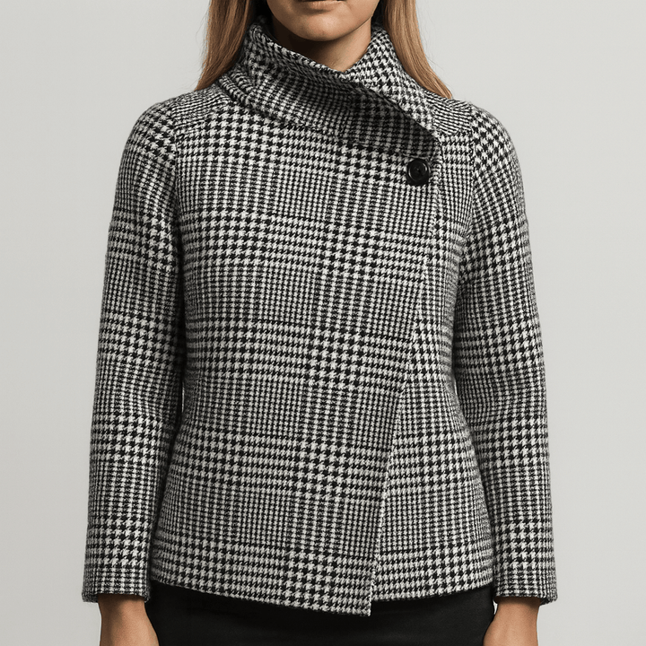 Drune | Damen Wollmix Übergröße Jacke Karo Design