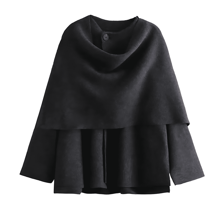 Drune | Damen Woll-Cape Jacken Asymmetrischer Stil