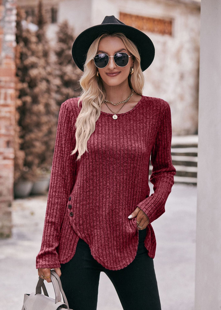 Drune | Rundhalsausschnitt Langarmshirt für Frauen - Lockere Passform