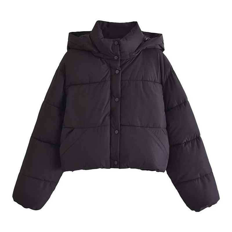 Drune | Damen Kurze Kapuzen-Puffer-Winterjacke