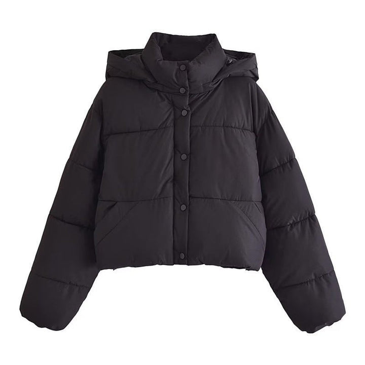 Drune | Damen Kurze Kapuzen-Puffer-Winterjacke