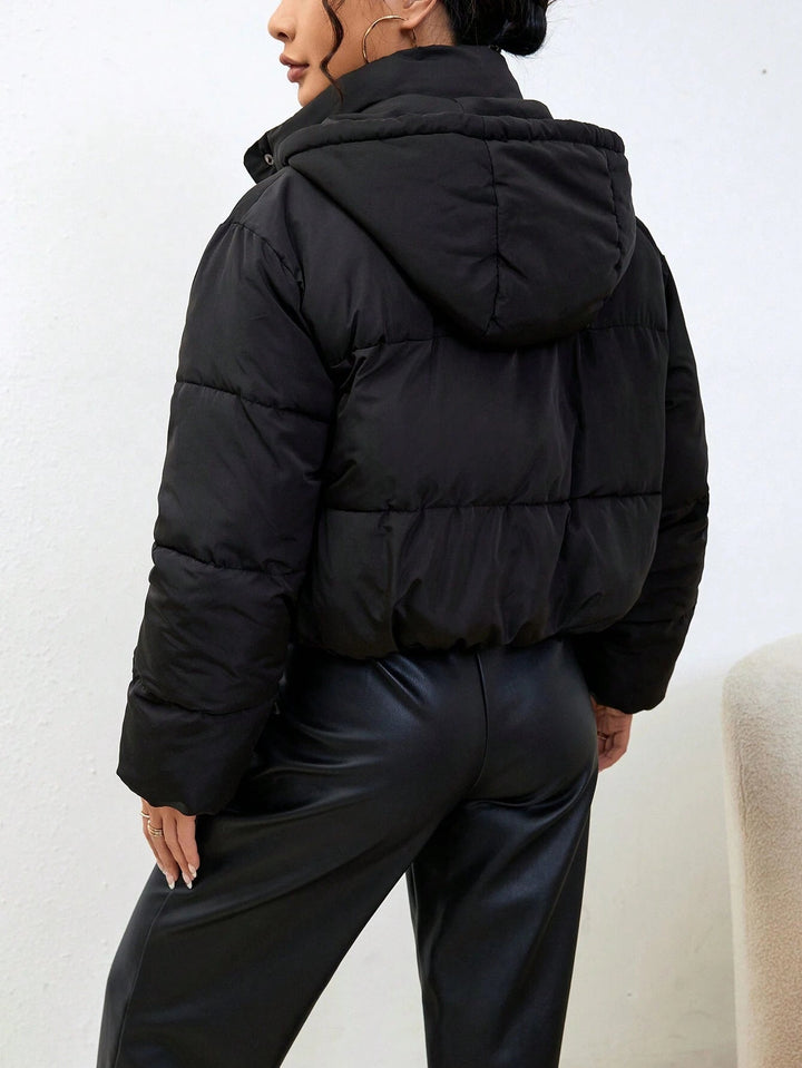 Drune | Damen Kurze Kapuzen-Puffer-Winterjacke