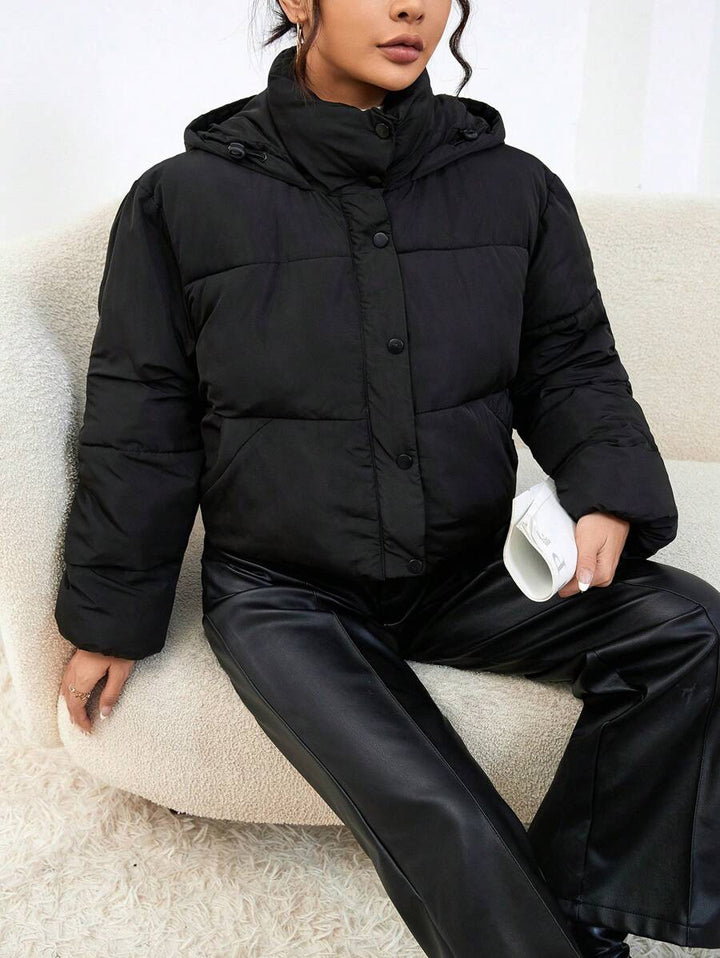 Drune | Damen Kurze Kapuzen-Puffer-Winterjacke