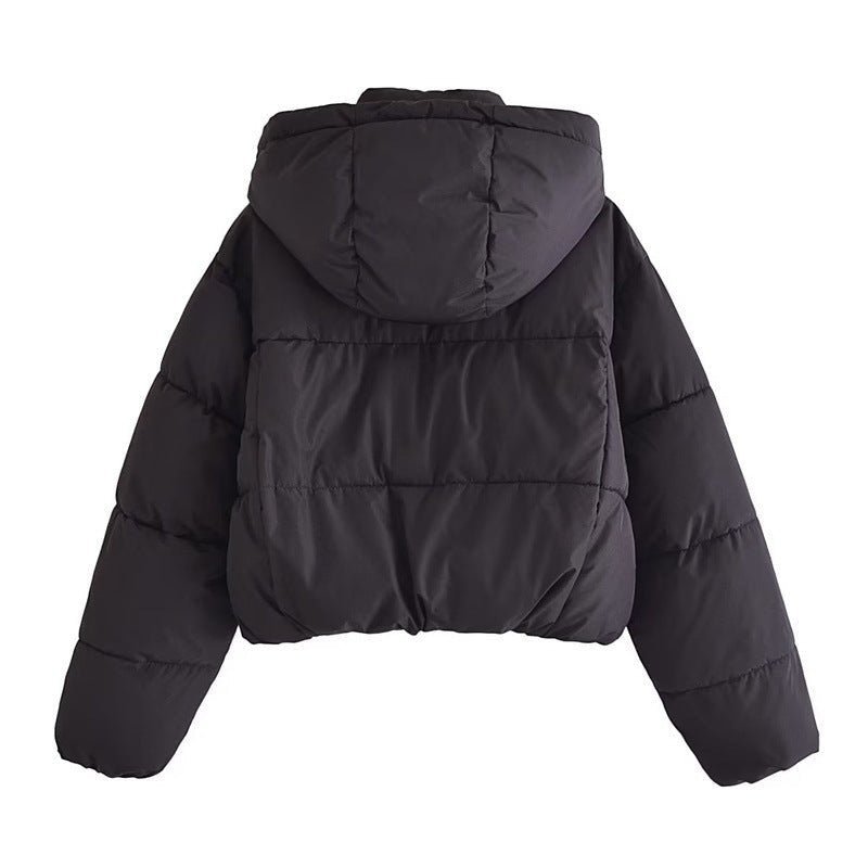 Drune | Damen Kurze Kapuzen-Puffer-Winterjacke