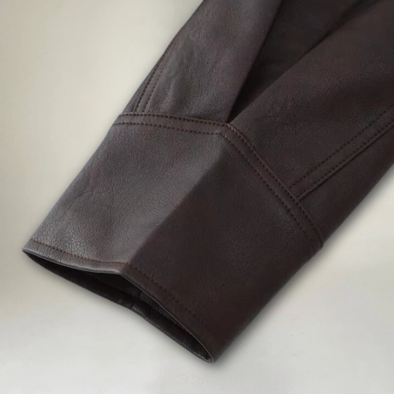 Drune | Lederjacke Wickeldesign Taillengürtel Strukturierte Schultern Schnürdetails